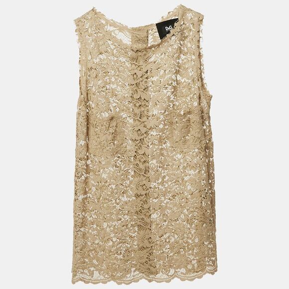 D&g Beige Lace Sleeveless Sheer Top S